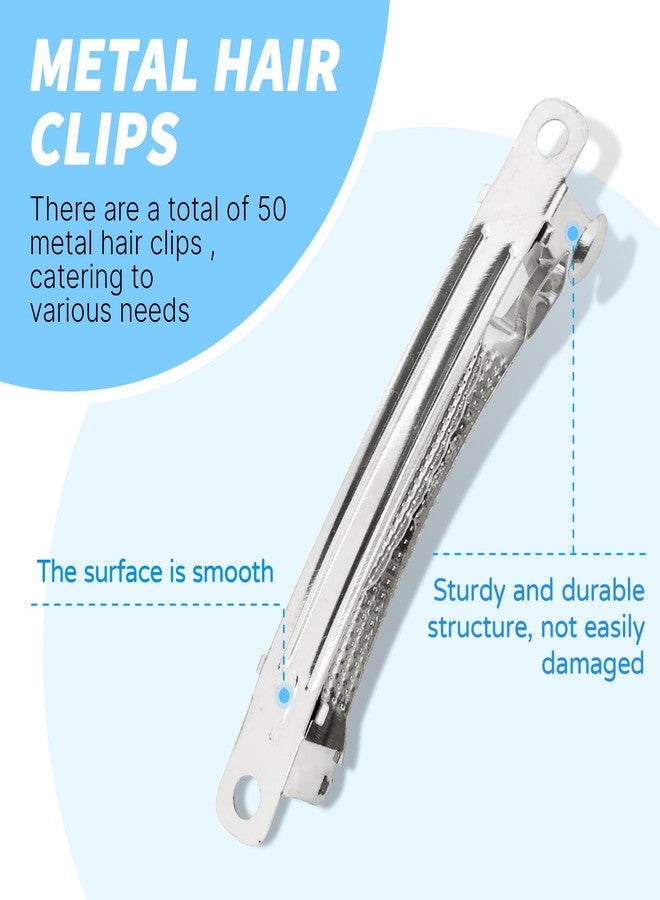 Dizila 50 Pack 6cm/2.4 Inch Plain Blank Silver Metal DIY Craft French Barrettes Automatic Spring Snap Hair Clips Clasps Accessories for Women Girls Teens - Image 3